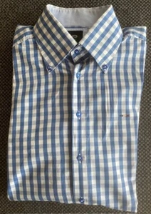 + Herren Hemd Pierre Cardin hellblau/weiss kariert smart cut Gr. 42 + - Bild 1 von 7