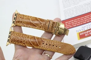 Genuine Ostrich Leather Handmade Apple IWatch Band 38mm-45mm for Series 1-8 - Zdjęcie 1 z 12