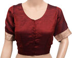 Size 42 Vintage Readymade Stitched Sari Blouse Maroon Silk Woven Designer Choli