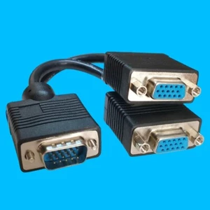 Monitor VGA SVGA Y Dual Splitter Kabel Leitung schwarz - günstiges Setup für 2 Monitore - Bild 1 von 5