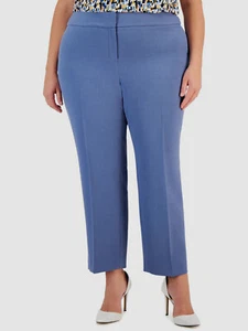 Kasper Women's Blue ankle solid trouser pants Plus Size 16W - Picture 1 of 1
