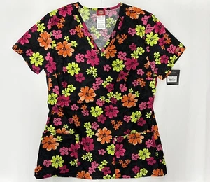 Dickies Women’s Scrubs V-Neck Top Floral Print Size S - Picture 1 of 1