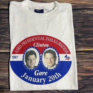 Vintage 90s bill Clinton Al gore presidential president promo t shirt men Xlarge - Picture 1 of 4