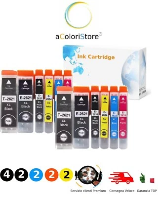 ACOLORI KIT 12 CARTUCCE PER EPSON Expression Premium XP-510 XP-520 XP-600 XP-605 XP-610