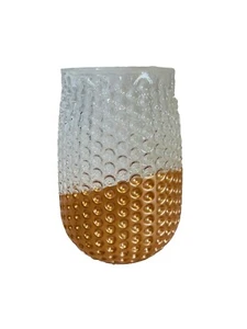 Canister Bronze & Clear Bubble Impressions Vase, Candle Holder 7.5" - Picture 1 of 5