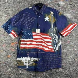 Cotton Traders Sport Shirt Mens Medium Patriotic Star Spangled Banner Patriotic - Picture 1 of 15