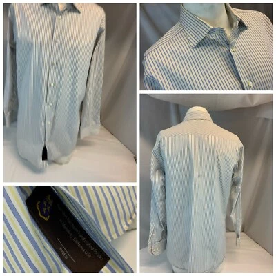 Camisa Oxford Robert Talbott Estate 17 34 Hombres Azul Rayas Algodón EE. UU. YGI RE2276 Foto 1 de 4