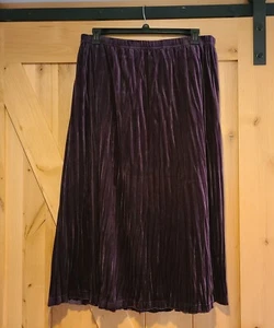 Vtg Coldwater Creek Sz L PLEATED Purple Velour Maxi Skirt Pull On Boho Festival - Picture 1 of 12