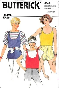 Butterick 6543 Vintage 80's Pullover Tops Sewing Pattern Size 12-14-16 Uncut - Bild 1 von 2