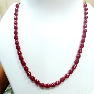 Collar de cuentas de gota lisas de rubí de alta calidad, collar de cuentas de gota lisa Foto 1 de 4