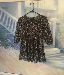 Adorable 3/4 Sleeve Girl's Floral Black/Pink Dress By We Love Girl Sz. L (14) - Picture 1 of 12
