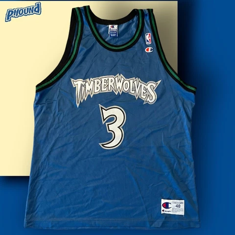 Vintage Champion Stephon Marbury (48/XL) Minnesota Timberwolves NBA Jersey Blue Cover