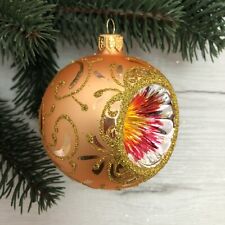 Gold Reflector Bauble Christmas Glass Ball Ornament Ukrainian Decoration 3"