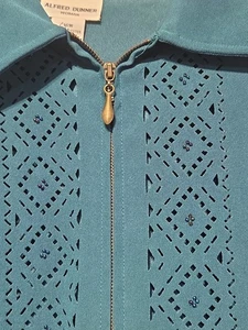 Chaqueta Alfred Dunner Mujer 16W Verde Cremallera Frontal Top Cuentas Recorte Diseño Oculto. - Imagen 1 de 10