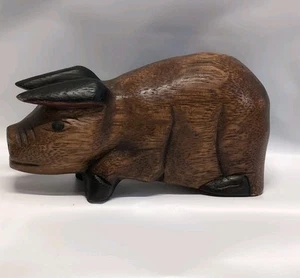 Volkskunst handgeschnitzt Holz Regal Sitter Schwein Americana Bauernhaus Landhaus - Bild 1 von 9