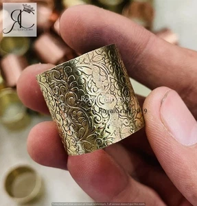 Cigar Brass Band, Floral 15mm Wide Women Jewel Ring (BAND WIDTH, SEE in SPECIFY) - Picture 1 of 4