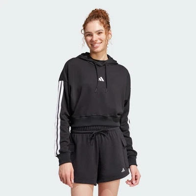 adidas women Essentials 3-Stripes French Terry Crop Hoodie - Image 1 of 4