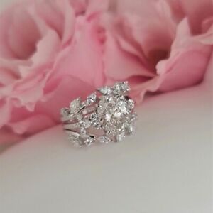 950 Platinum Wedding Ring Set 1.60 Ct Certified Lab Created CVD Diamond Sizable