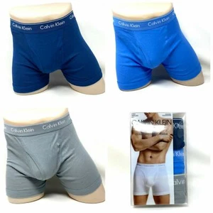 Calvin Klein Men's 3 Pack Icon Pure Cotton Boxer Brief Gray Navy Blue, S - Picture 1 of 7