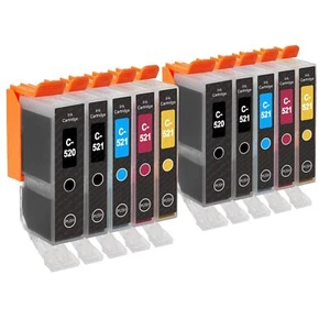 10 Ink Cartridges (Set) to replace Canon PGI-520 & CLI-521 Compatible for PIXMA - Picture 1 of 5