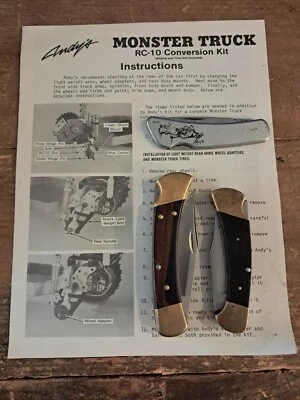 Rare Andy's Monster Truck Associated RC-10 Conversion Paperwork Instructions  - Image 1 of 3