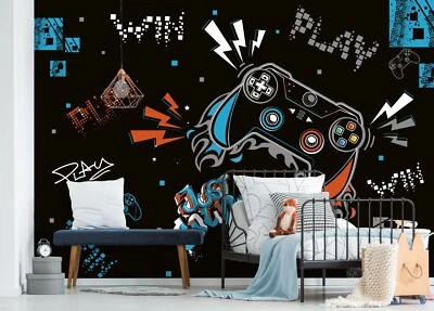 Papel Tapiz Para Gamer De 312X219Cm Niño Y Niña Controlador Negro Decoración - Imagen 1 de 4