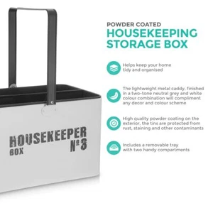 Enamel Coated Housekeeping Cleaning Undersink Caddy Metal Storage Tin Box Clothe - Picture 1 of 12