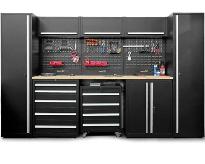 Werkstatteinrichtung Werkbank Werkstatt Set XXL mit Buchenholzarbeitsplatte - Bild 1 von 4