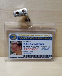 Tarjeta de identificación de escuela secundaria Scream Randy Meeks Woodsboro - Imagen 1 de 2