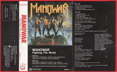 1987 MUSIC AUDIO CASSETTE TAPE - [ALBUM: FIGHTING THE WORLD] GROUP: MANOWAR - Image 1 of 4