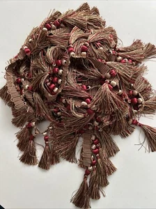 Decorative Cut Fringe Tassel Trim Upholstery Aprx 6 Yds Elegant Gold And Red - Picture 1 of 4