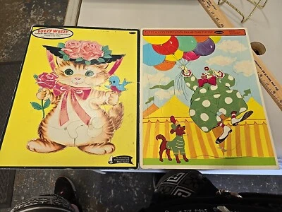 2 Rompecabezas De Colección Fuzzy Wuzzy Gatito Payaso Hechos en EE. UU. Witman Foto 1 de 4