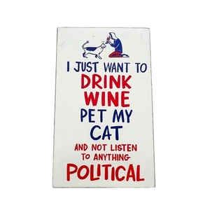 Patriotic Block Sign 5 x 3 x 1 Red White Blue Pet My Cat NWT - Picture 1 of 8