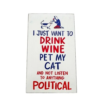 Patriotic Block Sign 5 x 3 x 1 Red White Blue Pet My Cat NWT - Image 1 of 4