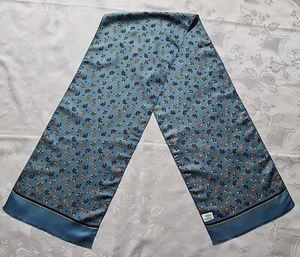 GENTS SCARF ITALY VINTAGE AUTHENTIC MONA ANIMAL ART TURTLES BLUE RED LONG MEN'S - Picture 1 of 4
