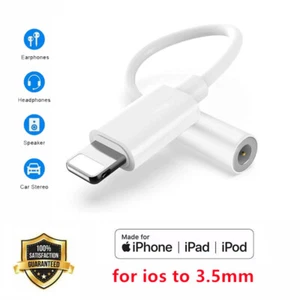 For iPhone 7/8/XS/XR/12/13/14/PRO 8 Pin to 3.5mm Headphone AUX Jack Adapter Cord - Picture 1 of 14