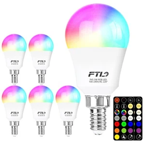 6-Pack FTL E12 LED Light Bulb Color Changing 5W 40W Equivalent A15 RGB 30 Colors - Picture 1 of 8