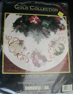 Vtg 1990s Angel Tree Skirt Cross Stitch Kit Dimensions Gold Collection Christmas - Picture 1 of 3