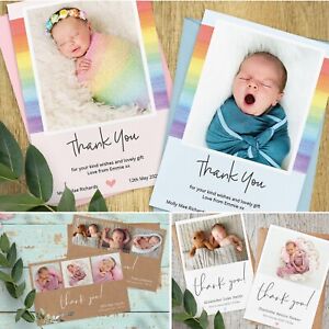 Personalised Baby Thank You Cards, Boy or Girl Birthday Christening (B3)