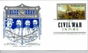 #4980 CIVIL WAR BATTLE OF FIVE FORKS STAMP FIRST DAY OF ISSUE DCP COLOR CANCEL - Picture 1 of 1