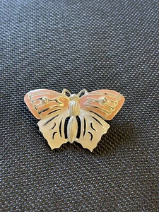 Vintage Carolee Metal Pink White Metal Butterfly Brooch Pin Used - Picture 1 of 5