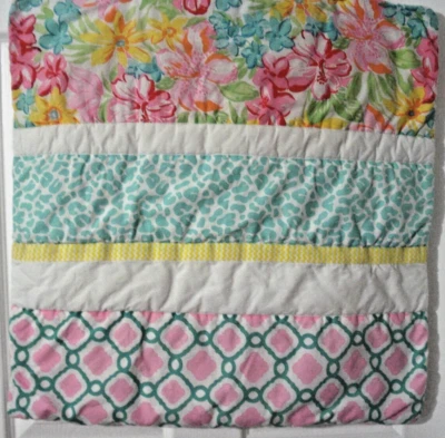 Pottery Barn Teen Paradise Patchwork Rosa Aqua Amarillo Euro Almohada Falsa 24" x 24" Foto 1 de 4