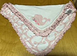 Coperta bambino Carters Just One You tema balena rosa bianco bordo increspato 100% cotone - Foto 1 di 9