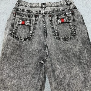 Vintage DEB Jeans Women’s 11/12 Black Acid Wash High Waist Bow Tie Denim - Picture 1 of 14