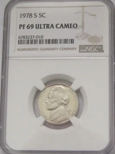 1978-S Jefferson Nickel NGC PF69 ULTRA CAMEO = 2° MIGLIORE - Foto 1 di 8