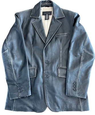 Blazer Estructura Hombre Vintage Años 90 Pátina Cuero Envejecido Negro Talla 38-40 L Foto 1 de 4