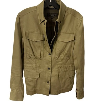 Chaqueta militar Rag & Bone para mujer verde oliva utilitaria botón a presión cremallera talla 4 Foto 1 de 4