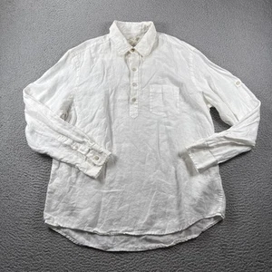 Tasso Elba Island Shirt Mens LARGE 16-16.5 White Roll Tab Sleeve Coastal Resort - Picture 1 of 9