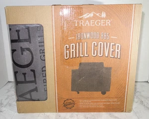 Cubierta de parrilla de longitud completa Traeger Ironwood 885, BAC513 gris con logotipo - Imagen 1 de 3