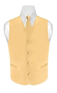 BOY'S Dress Vest & NeckTie Solid GOLD Color Neck Tie Set for Suit or Tux size 4 - Picture 1 of 3